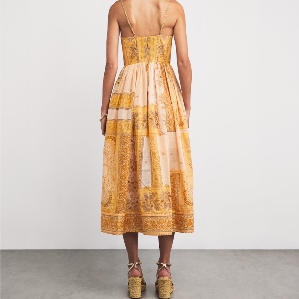 NWT Zimmermann Mustard Bandanna Lucky Corset Patterned Midi Dress - Picture 2 of 9